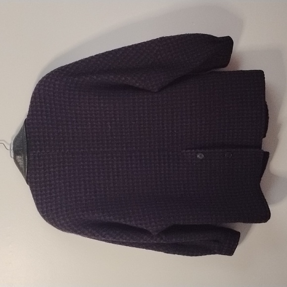 Vintage Fashions By Jill Leather And Wool Women's Black and Purple Coat 80s - Picture 12 of 16